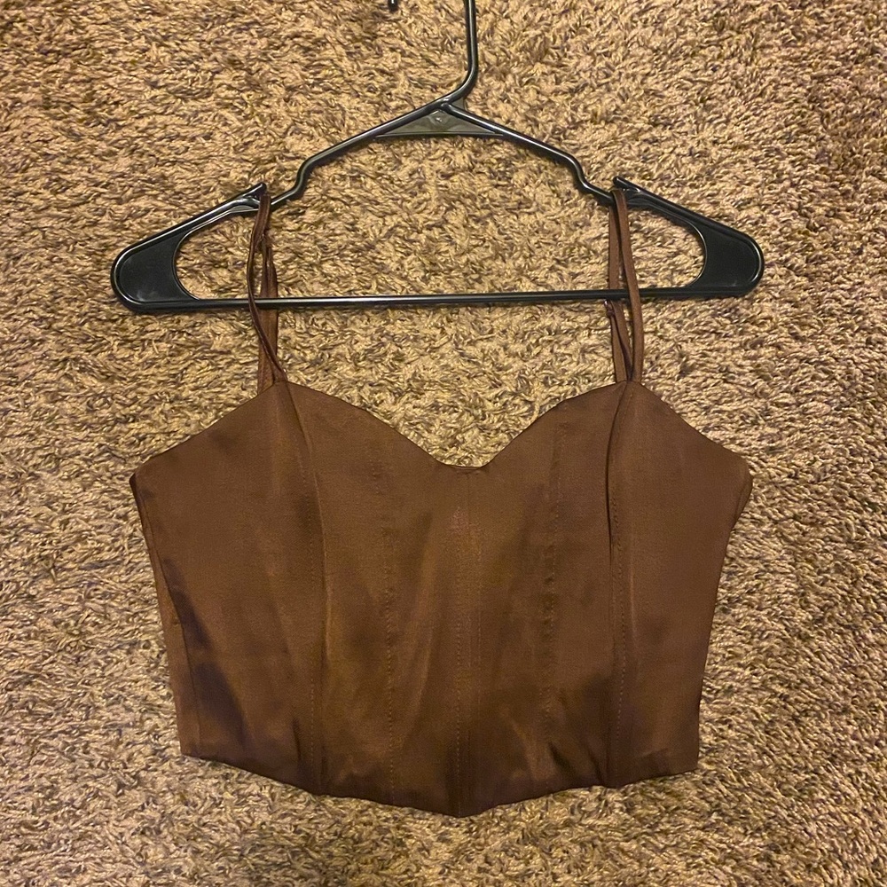 Zara chocolate brown corset top medium
